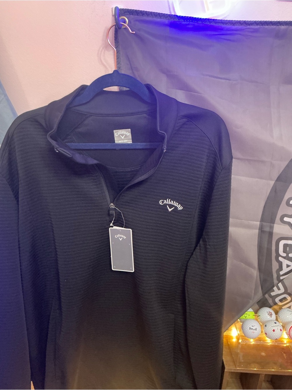 Callaway Opti-Dri Black Textured Quarter-Zip Golf Pullover – New With Tags